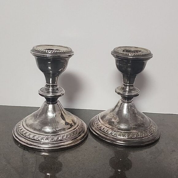 Crest Silver Co Other - Crest Silver Co Sterling Silver Weighted Candlesticks Candle Holders 925